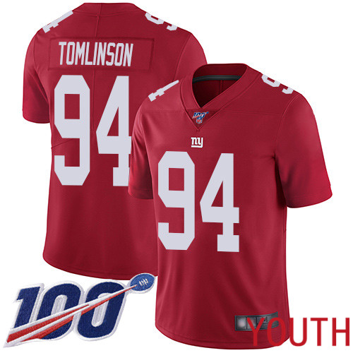 Youth New York Giants #94 Dalvin Tomlinson Red Limited Red Inverted Legend 100th Season Football NFL Jersey->youth nfl jersey->Youth Jersey
